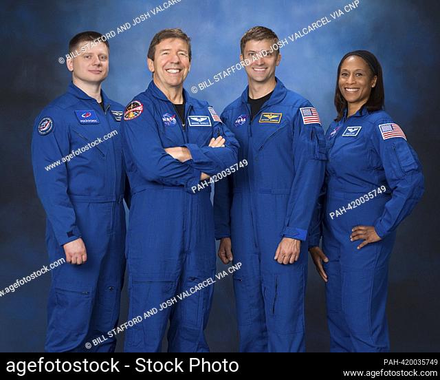 SpaceX Crew-8 Official Crew Portrait with NASA astronauts Commander Matthew Dominick, left, Pilot Michael Barratt, center left