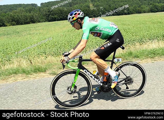 Belgian Wout Van Aert of Jumbo-Visma pictured in action during stage sixteen of the Tour de France cycling race, from Carcassonne to Foix (179km), France