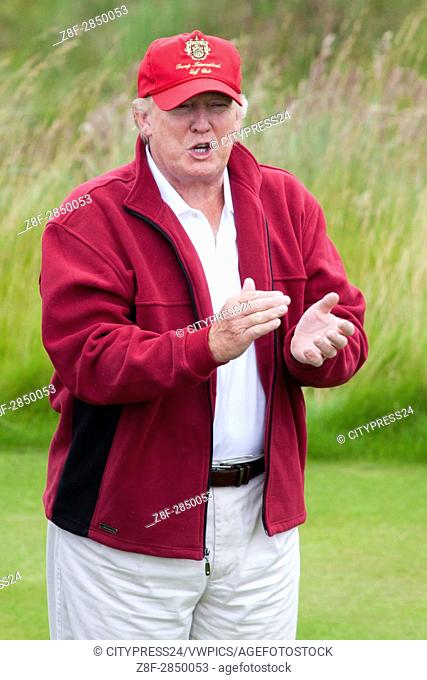Donald Trump. Opening of Trump International Golf Links. Official opening of Donald Trump's golf course at the Menie Estate, Aberdeen