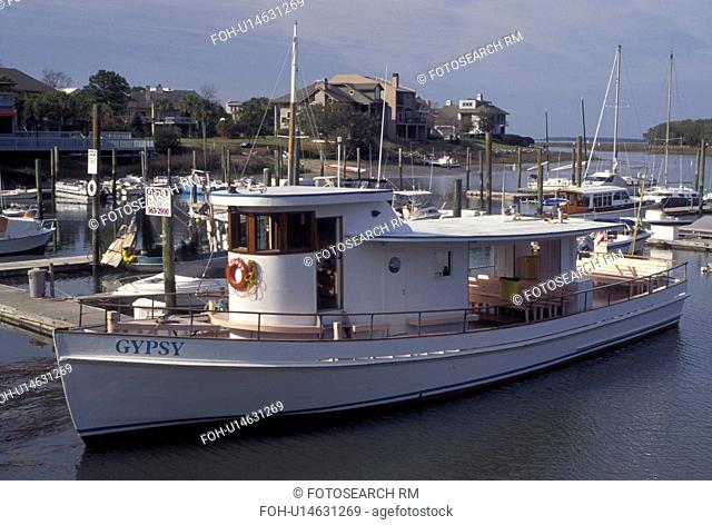 Hilton Head Island, SC, South Carolina, Gypsy Tour Boat docked at South Beach Marina Village on Hilton Head Island