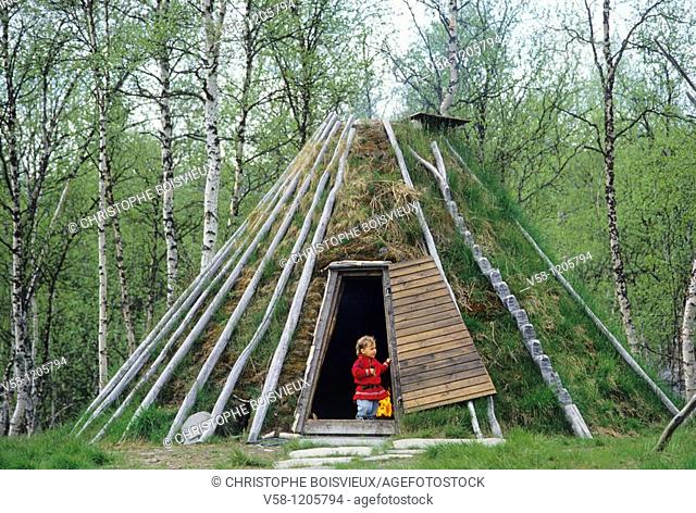 Sweden, Lapland, Ammarnas region, Kota Lappish hut