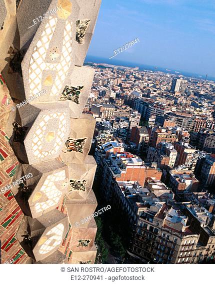 Barcelona seen from the Sagrada Familia temple. Spain