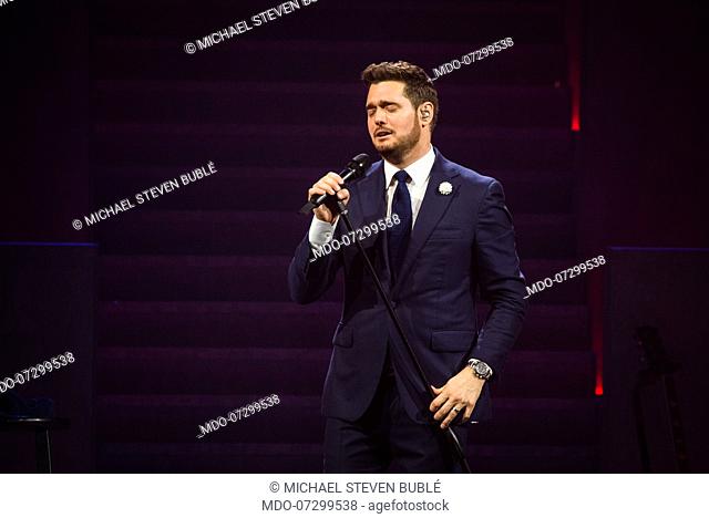 Canadian singer Michael Bublé performs live on stage at Mediolanum forum for the first italian date of his Love tour 2019