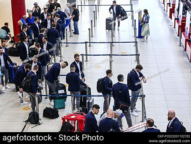 Czech ice hockey players at Prague's airport before they leave Prague to Finland for World Ice Hockey Championships, Czech Republic, May 11, 2022