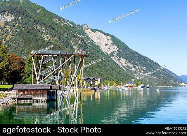 Eben am Achensee, Achensee (Achen Lake), hamlet Pertisau, observation tower in Achensee, Tyrol, Austria