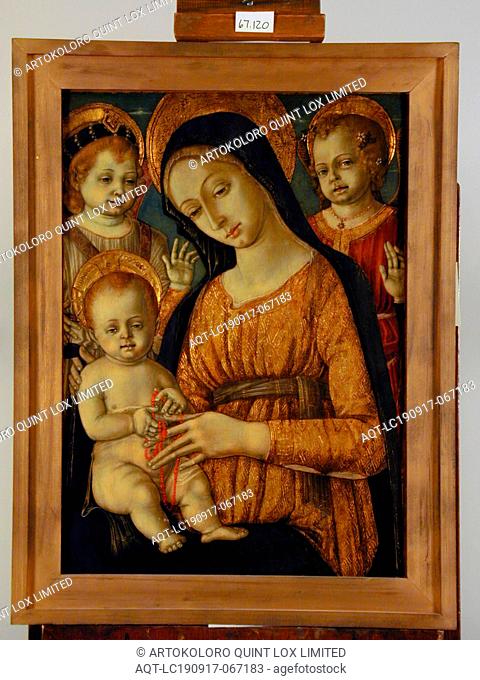 Matteo di Giovanni di Bartolo, Italian, ca. 1430-1495, Madonna and Child with Angels, 15th Century, tempera on canvas, Unframed: 27 1/2 × 19 3/4 inches (69