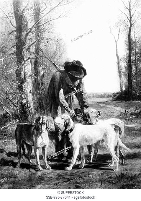 Gamekeeper and His Dogs by Constant Troyon, 1810-1865