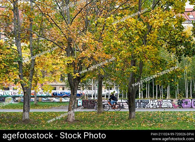23 October 2021, Saxony, Leipzig: View of the Lene-Voigt-Park. The 11-hectare park was created on the site of the former Eilenburg railway station and