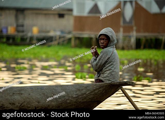 Residents of the floating village of Ganvi‚, Benin, Africa