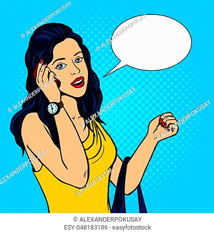 Cartoon girl talking on phone Stock Photos and Images | agefotostock