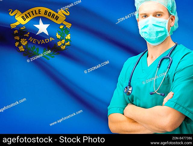 Surgeon with US state flag on background - Nevada