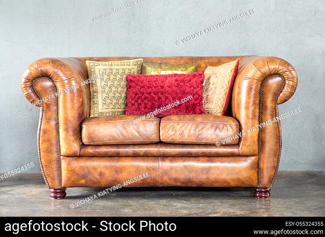 classical style Armchair sofa couch in vintage room with desk lamp