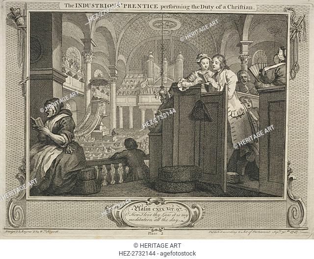 Industry and Idleness: The Industrious Prentice Performing the Duty of a Christian, 1747. Creator: William Hogarth (British, 1697-1764)