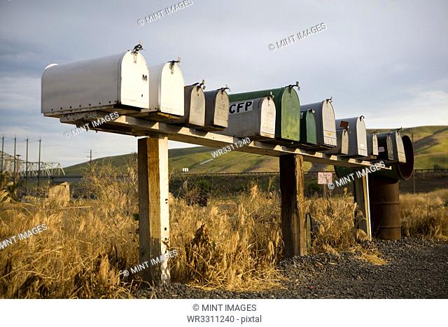 Row of mailboxes, Palouse, Washington