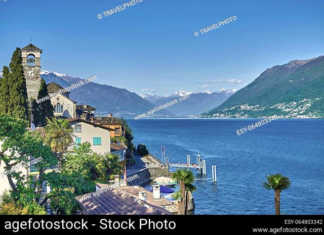 Village of Brissago at Lake Maggiore in Ticino Canton, Switzerland