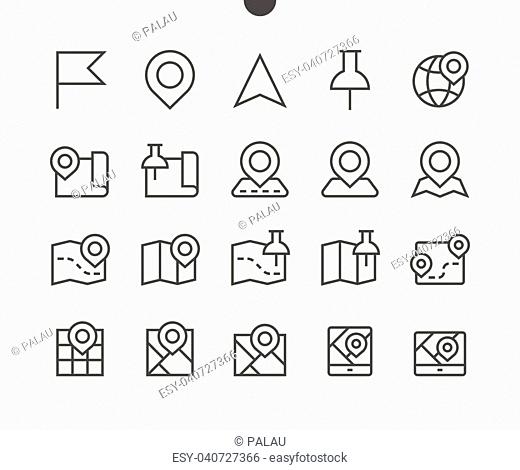 Maps UI Pixel Perfect Well-crafted Vector Thin Line Icons 48x48 Ready for 24x24 Grid for Web Graphics and Apps with Editable Stroke