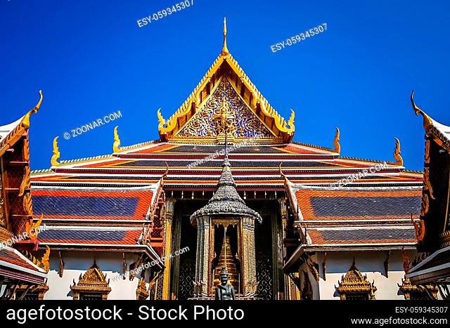 Buddhist Temple inside the Grand Palace complex in Bangkok, former residence of Thai King and royalty, Thailand, Asia
