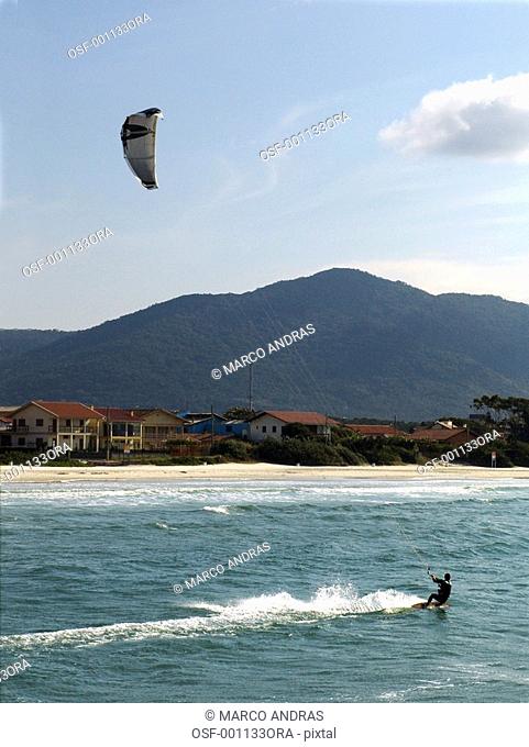 florianopolis one person practicing paraglider sport