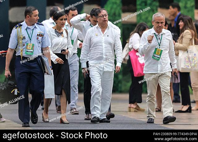 08 August 2023, Brazil, Belem: Gustavo Petro, President of Colombia, walks through the Hangar Convention Center during the Amazon Summit in Belem, Brazil