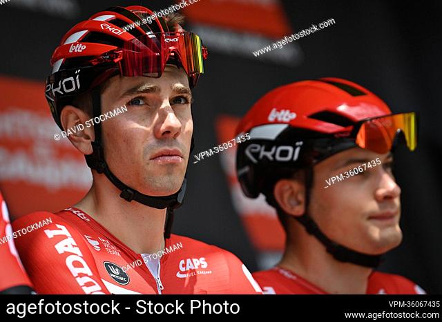 Belgian Steff Cras of Lotto Soudal pictured at the start of the third stage of the Criterium du Dauphine cycling race, 169km between Saint-Paulien and...
