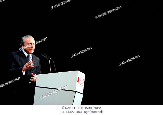 Vice President of Brazil Michel Temer delivers a speech at the opening ceremony of the Frankfurt Book Fair in Frankfurt Main, Germany, 08 October 2013