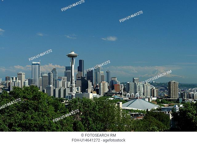 Seattle, WA, Washington, Seattle Downtown Skyline, Space Needle, from Kerry Park