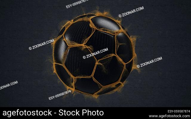 Black football on the dark background. 3d illustration