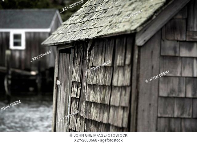 Rustic fishermans shack, Menemsha, Chilmark, Martha's Vineyard, Massachusetts, USA