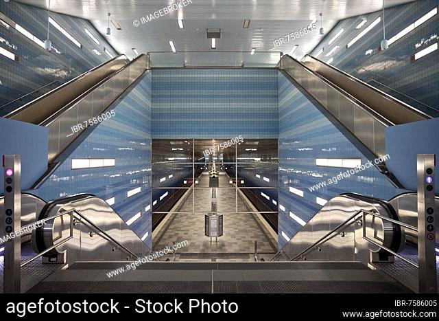 Überseequartier underground station, Hamburg, Germany, Europe