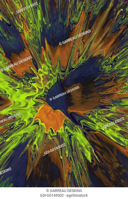 Green, orange and blue paint abstract background