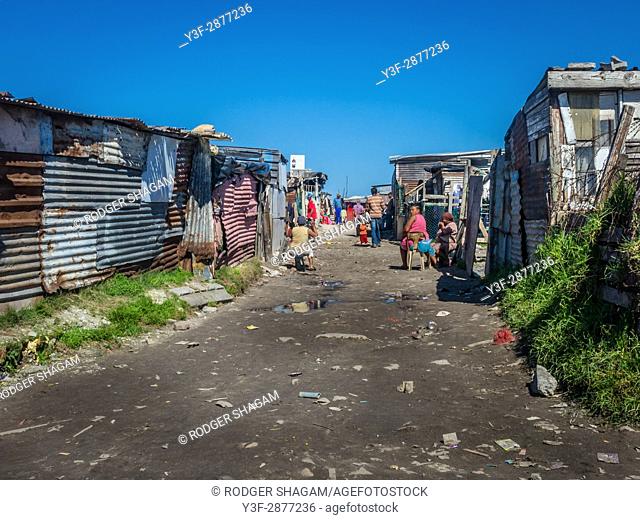 Shanty town - a squatter camp, passing the time. Cape Town, South Africa