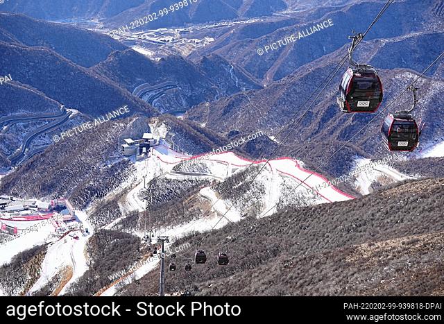 02 February 2022, China, Yanqing: View of the cable car at the National Alpine Ski Center. The Beijing Winter Olympics will be held from 04-20.02