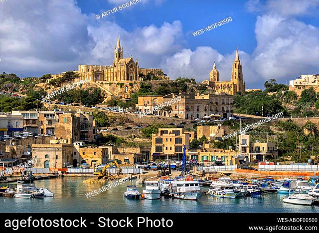 Malta, Gozo island, Mgarr town and harbor