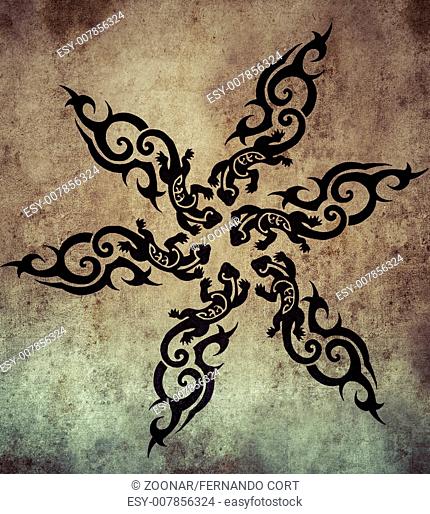 tribal salamander, Sketch of tattoo art