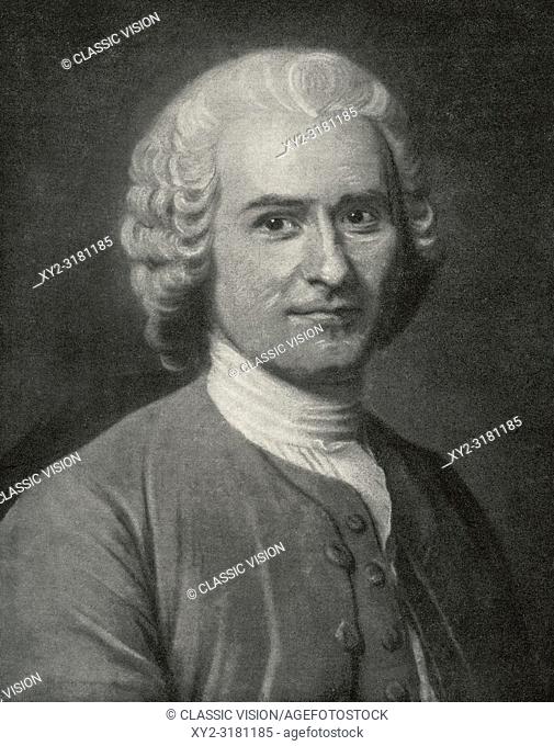 Jean-Jacques Rousseau, 1712-1778. Genevan philosopher, writer and composer. After a work by French Rococo portraitist, Maurice Quentin de La Tour, (1704-1788)