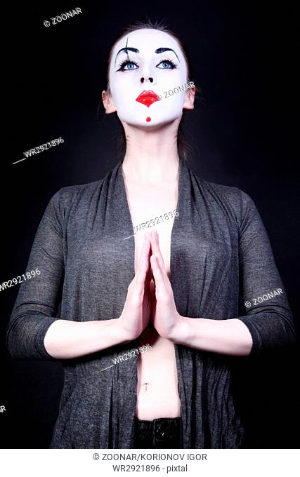 woman in theatrical mime make-up