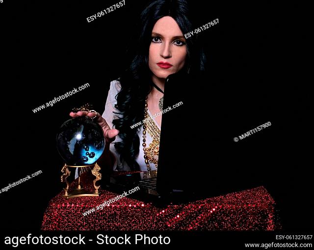 Psychic Tarot Card Reader with Crystal Ball using Laptop Computer