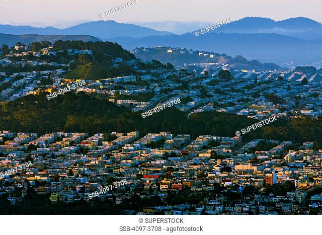Morning sunlight falling over a city, San Francisco, California, USA