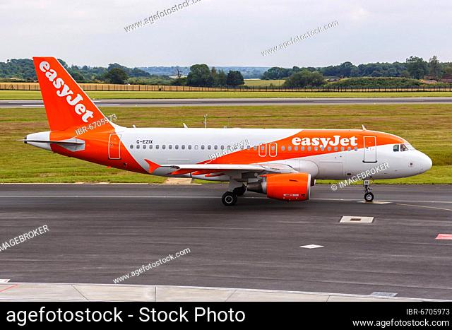An EasyJet Airbus A319 with the registration G-EZIX at London Airport, United Kingdom, Europe