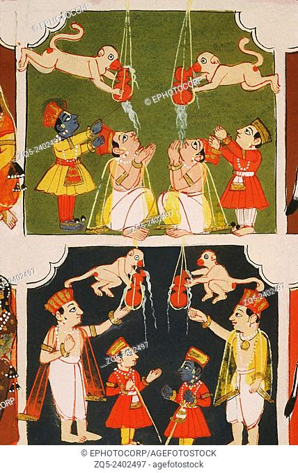 Krishna steals butter. Malwa. Dated: 1690 A.D. India