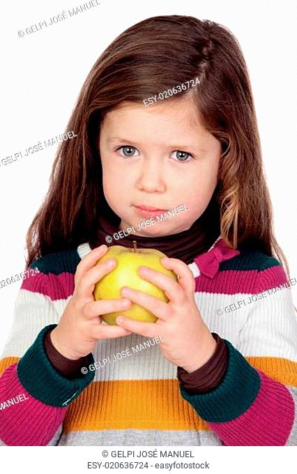 Pretty girl with a yellow apple