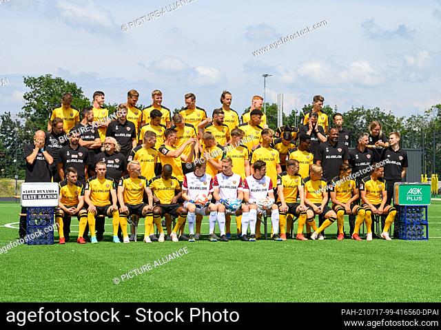 16 July 2021, Saxony, Dresden: Football: 2. league, team photo session, SG Dynamo Dresden, 2021/2021 season, at Aok Plus Walter-Fritzsch-Akademie