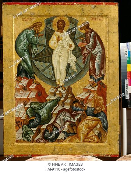 The Transfiguration of Jesus. Russian icon . Tempera on panel. Russian icon painting. 1497. Russia, Northern School. State Open-air Museum Kirillo-Belozersky...