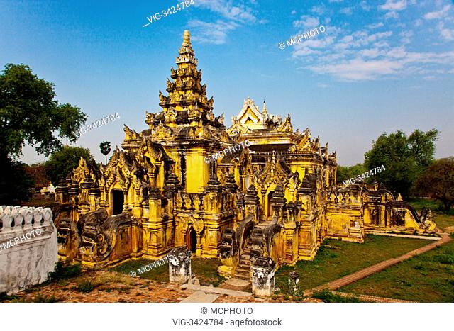 The MAHA AUNGMYE BONZAN MONASTERY was built by MEH NU in historic INWA in 1822 - MYANMAR - 02/05/2012