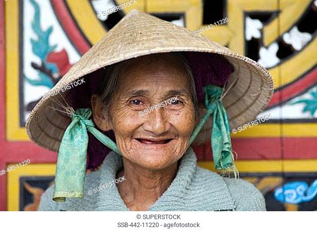 Close-up of a senior woman smiling, Hoi An, Vietnam