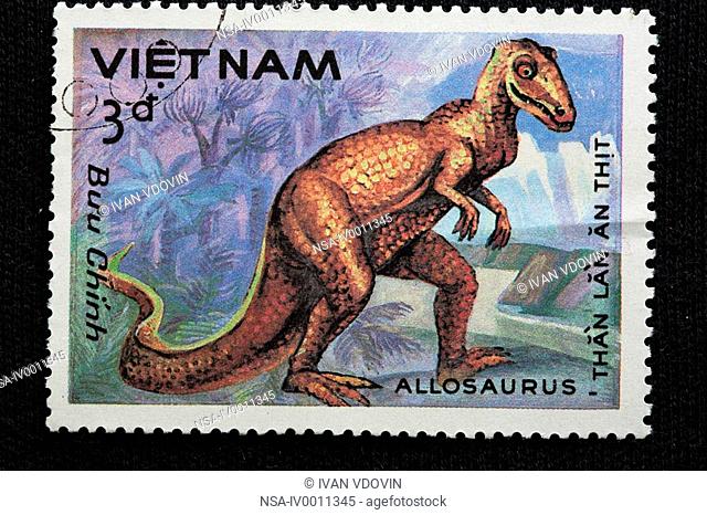 Allosaurus, postage stamp, Vietnam