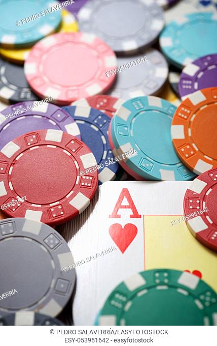 Ace card and casino chips