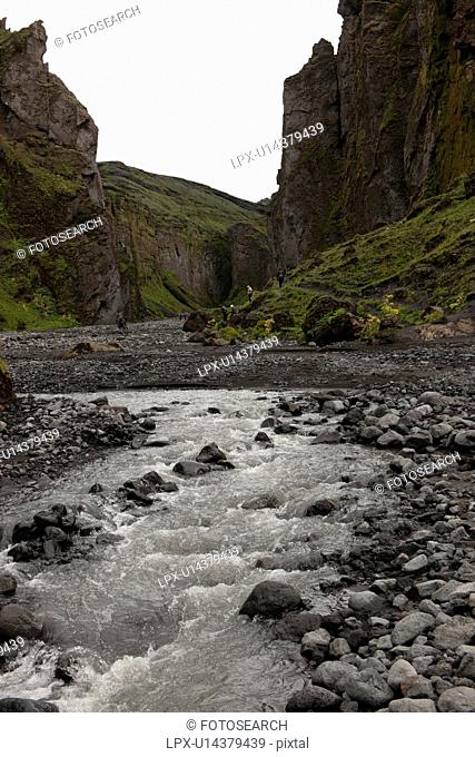 Stream at the bottom of a revine in Iceland