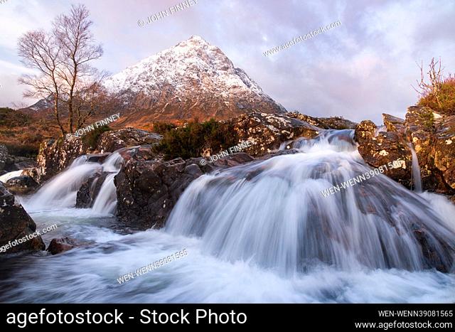 Stormy and wintery weather across the Scottish Highlands with dramatic squalls and snowy mountains captured in these atmospheric images Featuring: Buachaille...