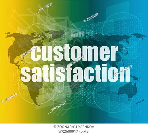 Marketing concept: words customer satisfaction on digital screenvector quotation marks with thin line speech bubble. concept of citation, info, testimonials